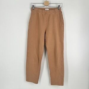 A.L.C. Women M Tan Beige Cotton High Rise Straight Leg Elevated Basic Sweatpants